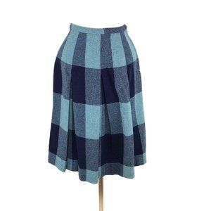Vtg Garland Blue Plaid Skirt  |  Womens 4